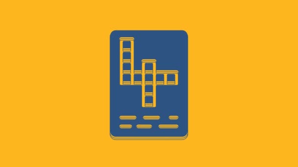 Blue Crossword Icon Isolated Orange Background Video Motion Graphic Animation — Video Stock