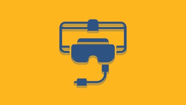 Blue Virtual Reality Glasses Icon Isolated Orange Background Stereoscopic Mask — ストック動画