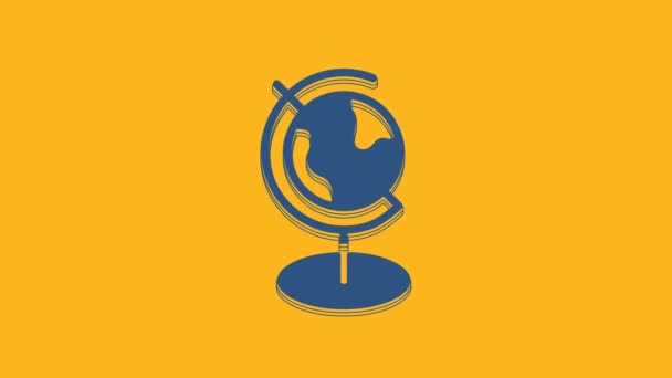 Icône Globe Terrestre Bleu Isolé Sur Fond Orange Animation Graphique — Video