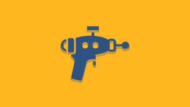 Ikon Pistol Blue Ray Diisolasi Pada Latar Belakang Oranye Senjata — Stok Video