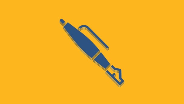 Blue Fountain Pen Nib Icon Isolated Orange Background Pen Tool — Stockvideo