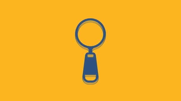 Blue Magnifying Glass Icon Isolated Orange Background Search Focus Zoom — Stock video
