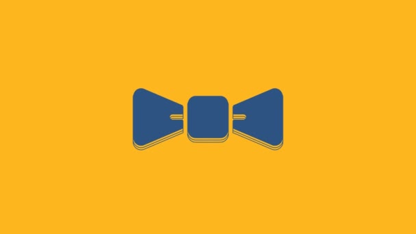 Blue Bow Tie Icon Isolated Orange Background Video Motion Graphic — Stock Video
