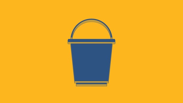 Blue Bucket Icon Isolated Orange Background Video Motion Graphic Animation – Stock-video