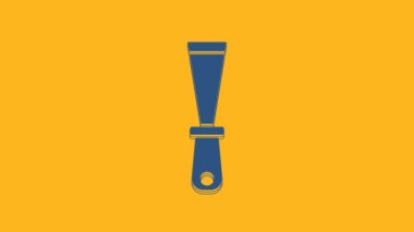 Blue Putty knife icon isolated on orange background. Spatula repair tool. Spackling or paint instruments. 4K Video motion graphic animation .