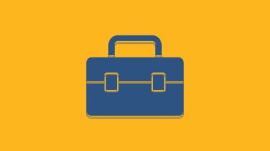 Blue Toolbox icon isolated on orange background. Tool box sign. 4K Video motion graphic animation .