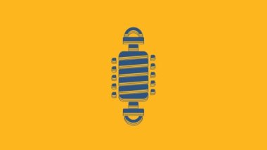 Blue Bicycle suspension icon isolated on orange background. 4K Video motion graphic animation .