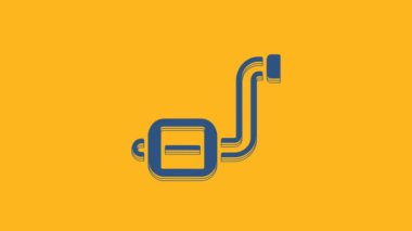 Blue Bicycle pedal icon isolated on orange background. 4K Video motion graphic animation .