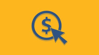 Blue Coin money with dollar symbol icon isolated on orange background. Banking currency sign. Cash symbol. 4K Video motion graphic animation .
