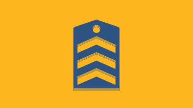 Blue Chevron icon isolated on orange background. Military badge sign. 4K Video motion graphic animation .