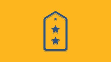 Blue Military rank icon isolated on orange background. Military badge sign. 4K Video motion graphic animation .