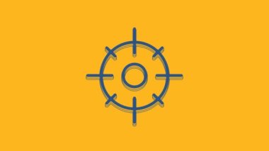 Blue Target sport icon isolated on orange background. Clean target with numbers for shooting range or shooting. 4K Video motion graphic animation .