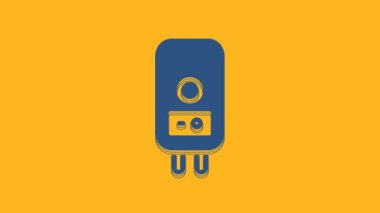 Blue Electric boiler for heating water icon isolated on orange background. 4K Video motion graphic animation .