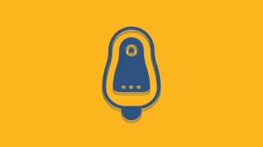 Blue Toilet urinal or pissoir icon isolated on orange background. Urinal in male toilet. Washroom, lavatory, WC. 4K Video motion graphic animation .