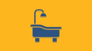 Blue Bathtub icon isolated on orange background. 4K Video motion graphic animation .