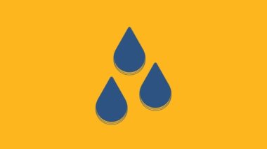 Blue Water drop icon isolated on orange background. 4K Video motion graphic animation .