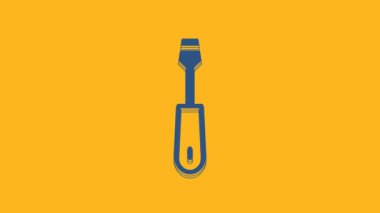 Blue Screwdriver icon isolated on orange background. Service tool symbol. 4K Video motion graphic animation .