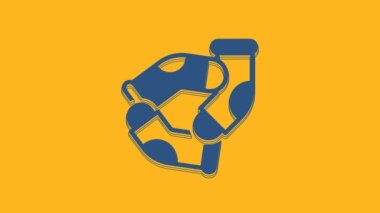 Blue Socks icon isolated on orange background. 4K Video motion graphic animation .