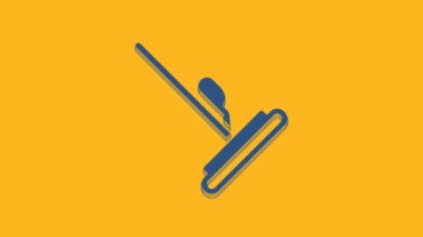 Blue Mop icon isolated on orange background. Cleaning service concept. 4K Video motion graphic animation .