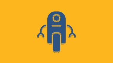 Blue Robot icon isolated on orange background. Artificial intelligence, machine learning, cloud computing. 4K Video motion graphic animation .