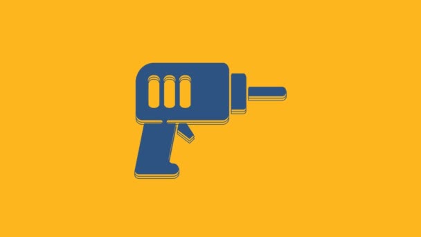 Blue Electric Drill Machine Icon Isolated Orange Background Repair Tool — 비디오