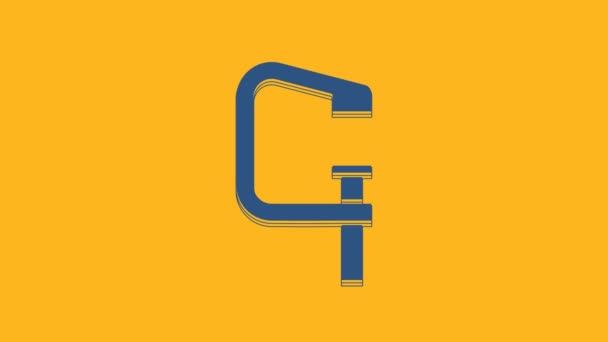 Blue Clamp Screw Tool Icon Isolated Orange Background Locksmith Tool — Stock video