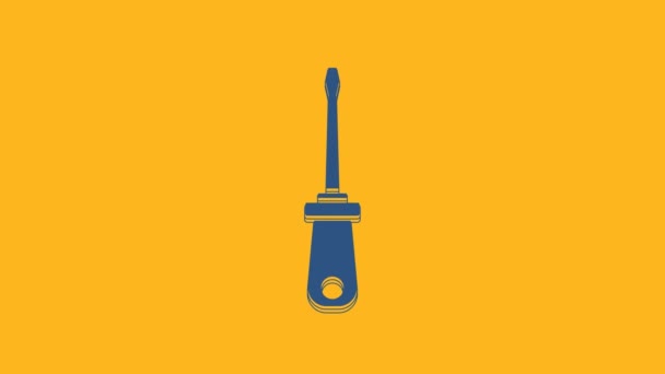 Blue Screwdriver Icon Isolated Orange Background Service Tool Symbol Video — Stockvideo
