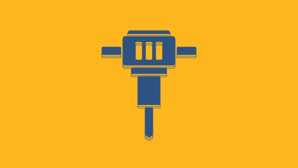 Ікона Blue Construction Jackhammer Ізольована Помаранчевому Тлі Відеографічна Анімація — стокове відео