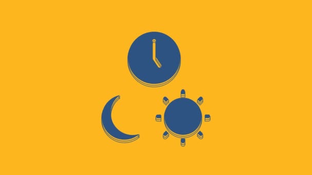 Blue Day Night Time Icon Isolated Orange Background Video Motion — Video