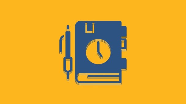 Blue Daily Paper Notepad Icon Isolated Orange Background Video Motion — Vídeo de stock