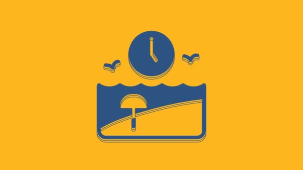 Blue Vacation Time Icon Isolated Orange Background Video Motion Graphic — Stockvideo