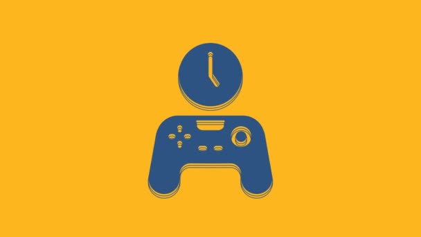 Blue Gamepad Time Icon Isolated Orange Background Time Play Games — Stok video