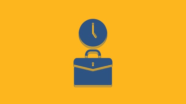 Blue Work Time Icon Isolated Orange Background Office Worker Working — Wideo stockowe