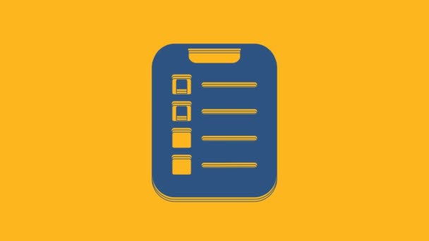 Blue List Planning Icon Isolated Orange Background Video Motion Graphic — Video