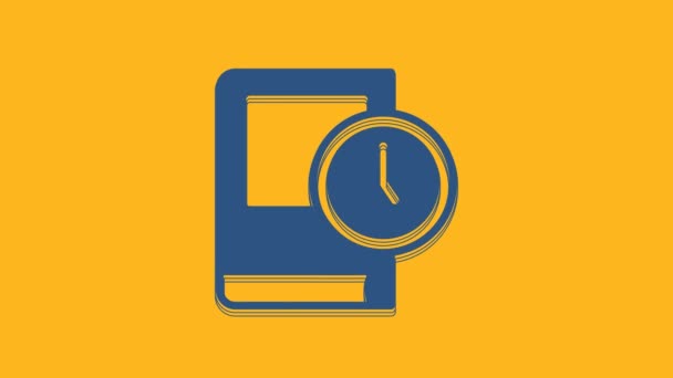 Blue Time Book Icon Isolated Orange Background Video Motion Graphic — Stock Video