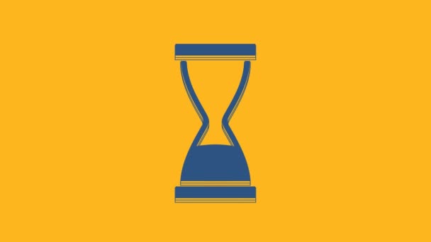 Blue Old Hourglass Flowing Sand Icon Isolated Orange Background Sand — Wideo stockowe