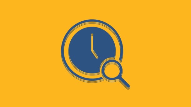 Blue Magnifying Glass Clock Icon Isolated Orange Background Clock Search — ストック動画