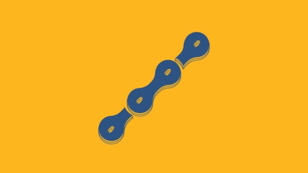 Blue Bicycle Chain Icon Isolated Orange Background Bike Chain Sprocket — Wideo stockowe