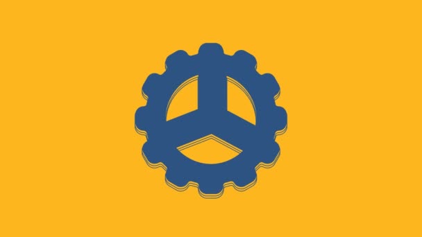 Blue Bicycle Sprocket Crank Icon Isolated Orange Background Video Motion — 비디오