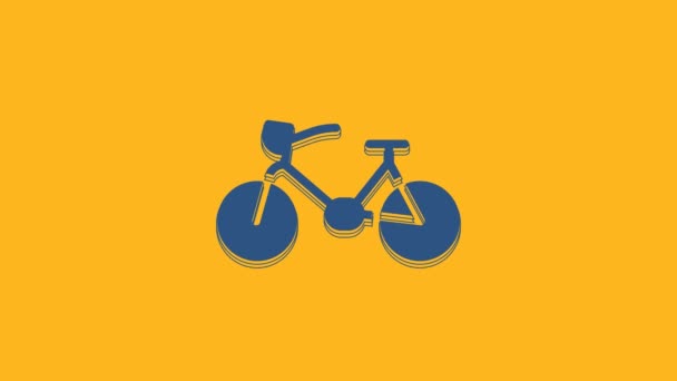 Синий Значок Велосипеда Выделен Оранжевом Фоне Велогонка Экстремальный Спорт Спортивное — стоковое видео