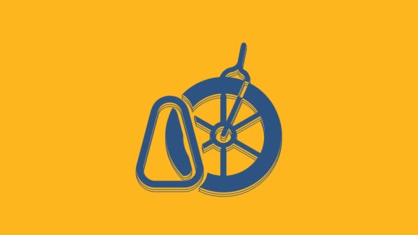 Blue Bicycle Parking Icon Isolated Orange Background Video Motion Graphic — Vídeo de stock