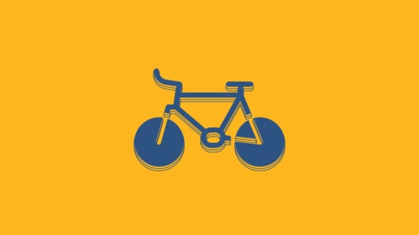 Icono Bicicleta Azul Aislado Sobre Fondo Naranja Carrera Bicicletas Deporte — Vídeos de Stock