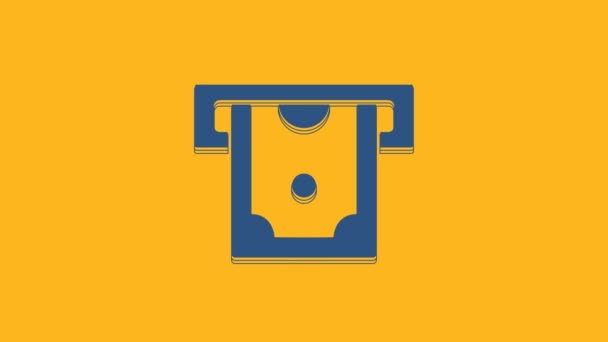 Blue Atm Automated Teller Machine Money Icon Isolated Orange Background — Stock Video