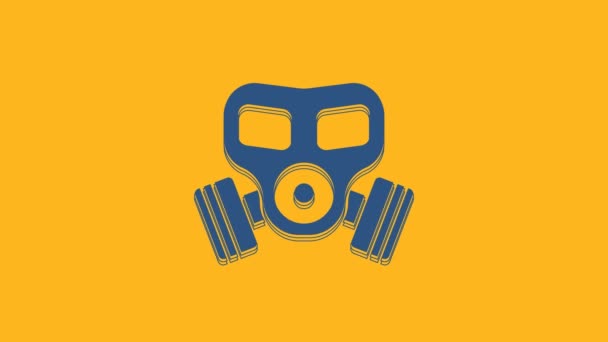 Ícone Máscara Gás Azul Isolado Fundo Laranja Sinal Respirador Animação — Vídeo de Stock