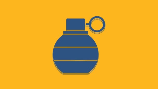 Blue Hand Grenade Icon Isolated Orange Background Bomb Explosion Video — Stok video