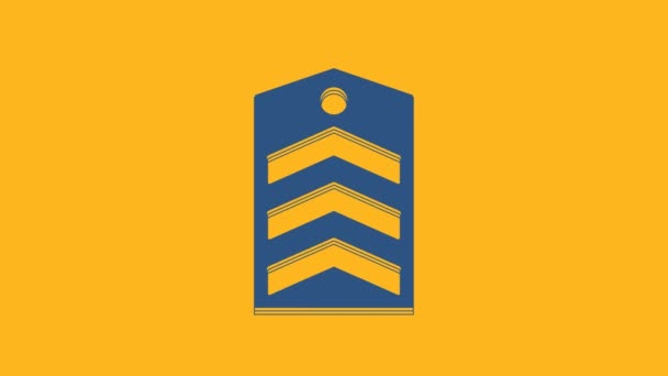 Blauw Chevron Icoon Geïsoleerd Oranje Achtergrond Militaire Badge Teken Video — Stockvideo
