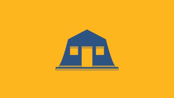 Das Symbol Der Blauen Kaserne Isoliert Auf Orangefarbenem Hintergrund Luftangriffe — Stockvideo