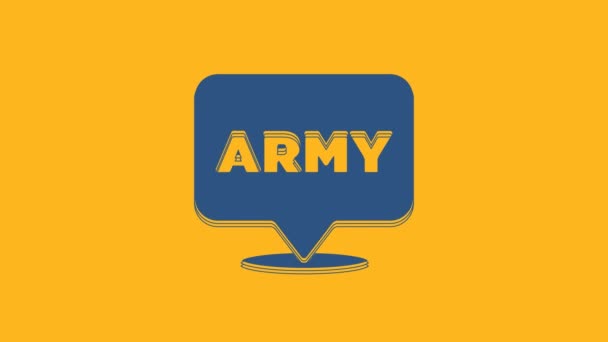 Blue Military Army Icon Isolated Orange Background Video Motion Graphic — Video Stock