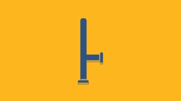 Blue Police Rubber Baton Icon Isolated Orange Background Rubber Truncheon — Stock videók