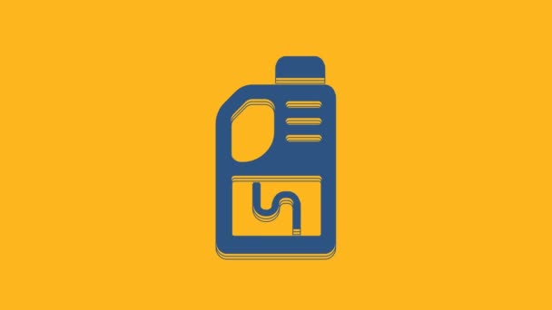 Blue Drain Cleaner Bottle Icon Isolated Orange Background Water Pipes — Video Stock